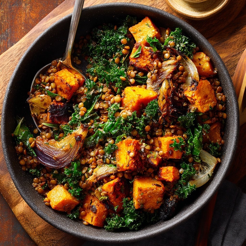 Roasted Veggie Lentil Grain Bowl
