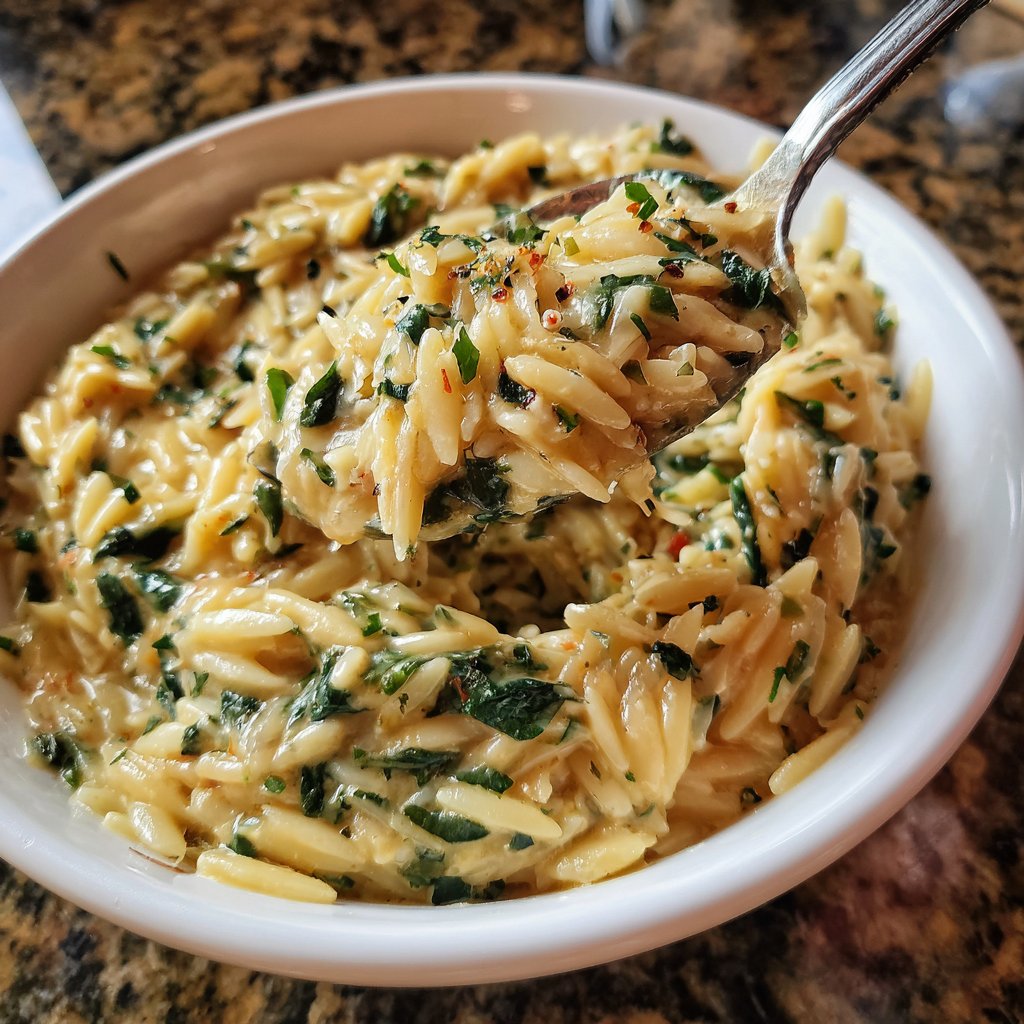Creamy Spinach Parmesan Orzo