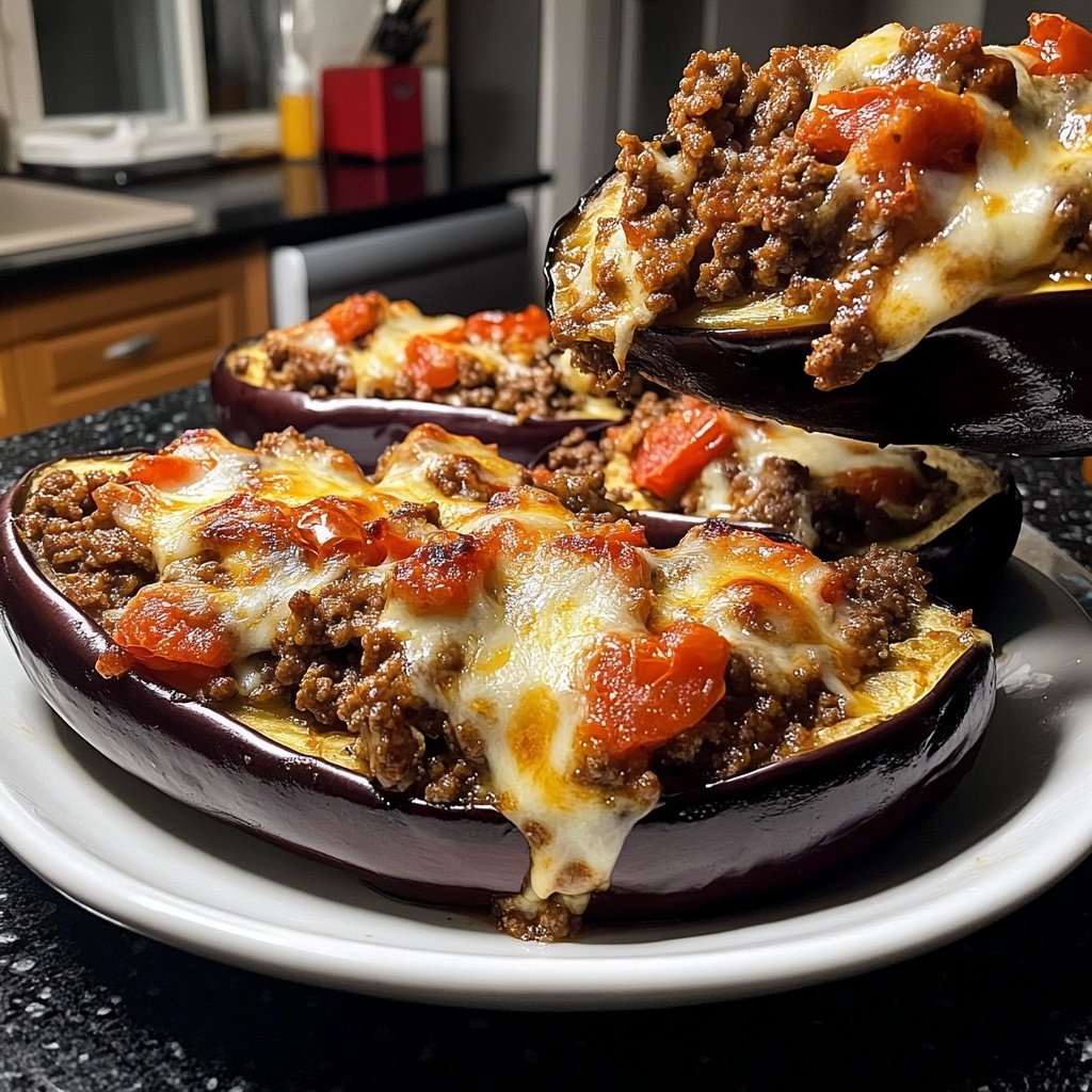 Ground Beef Stuffed Eggplant