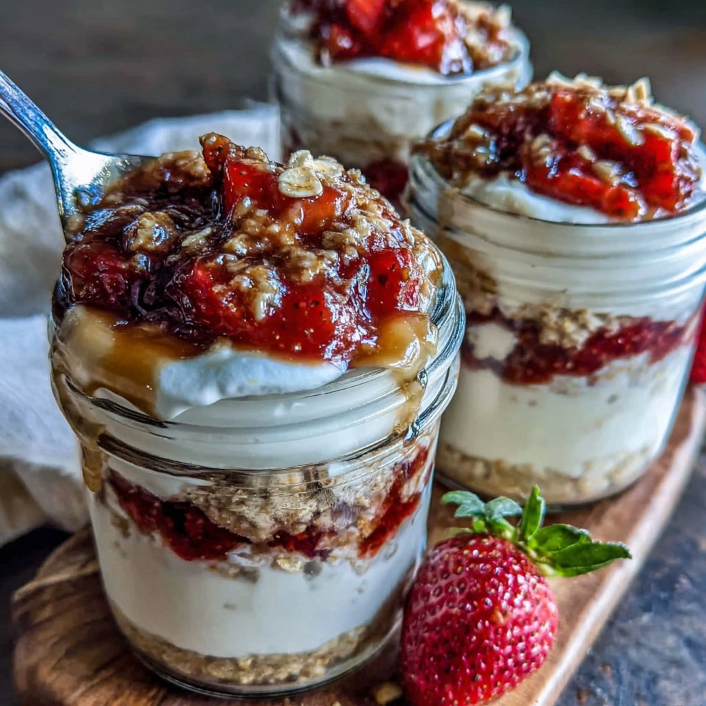 Strawberry Cheesecake Overnight Oats Meal Prep