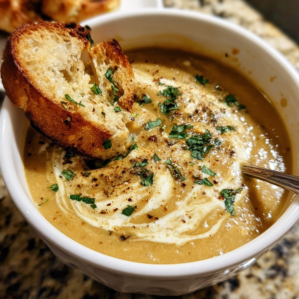 Creamy Garlic Lentil Soup