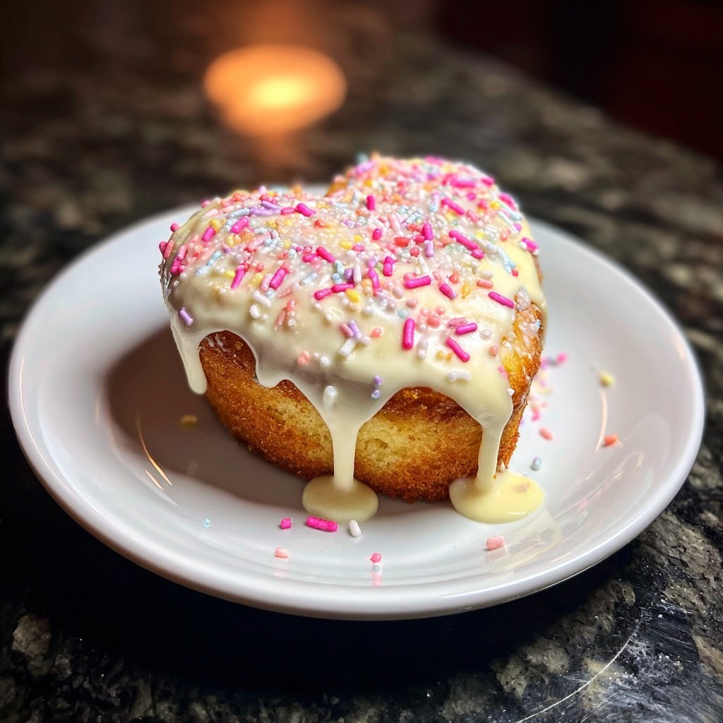 Mini Heart Cake with Vanilla Bean Frosting