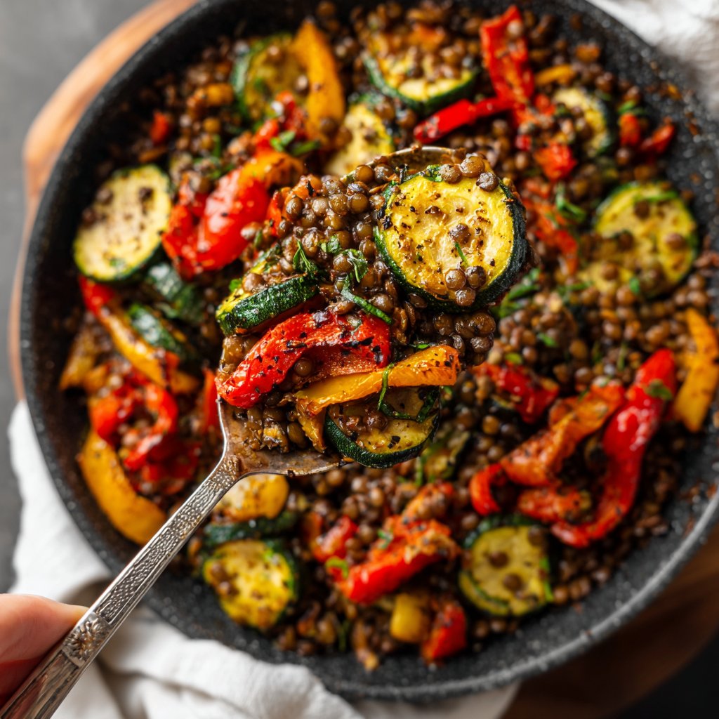 Roasted Veggie Lentil Skillet