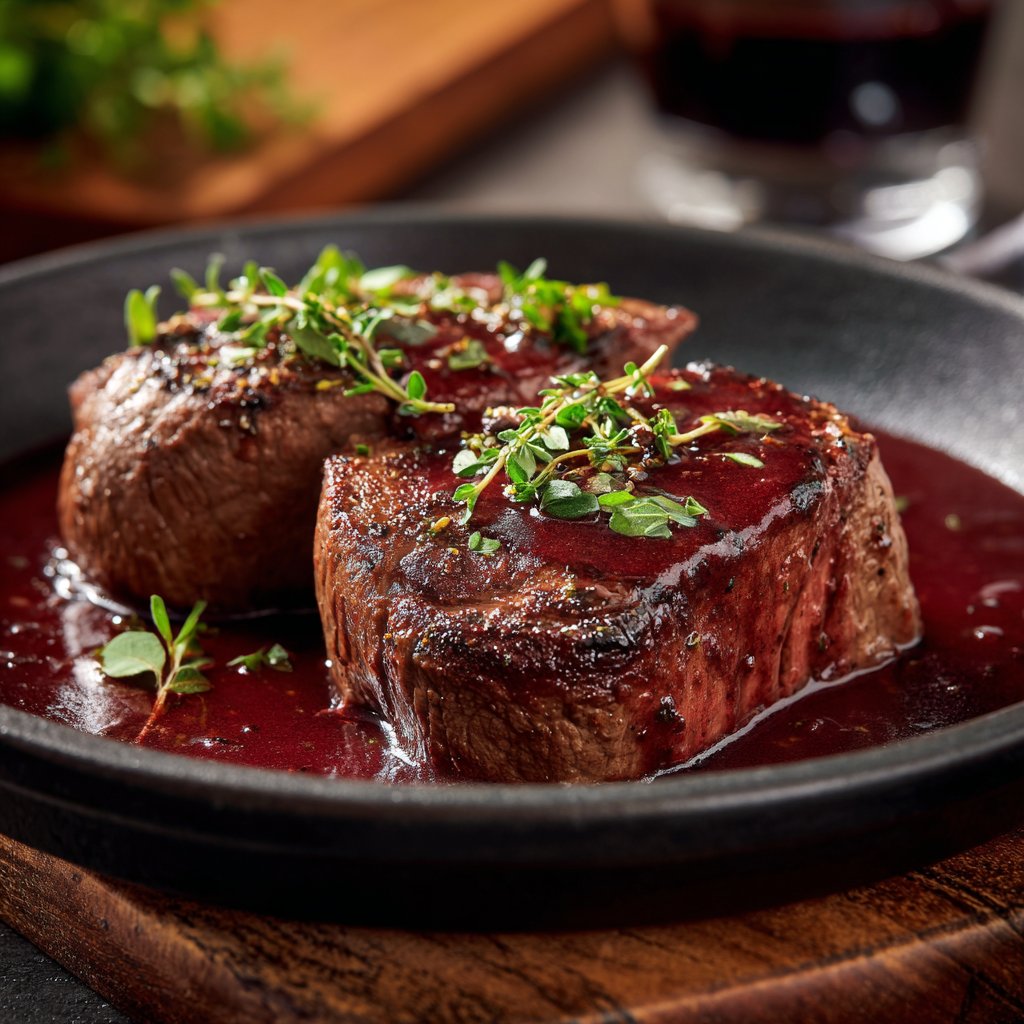 Romantic Filet Mignon with Red Wine Sauce