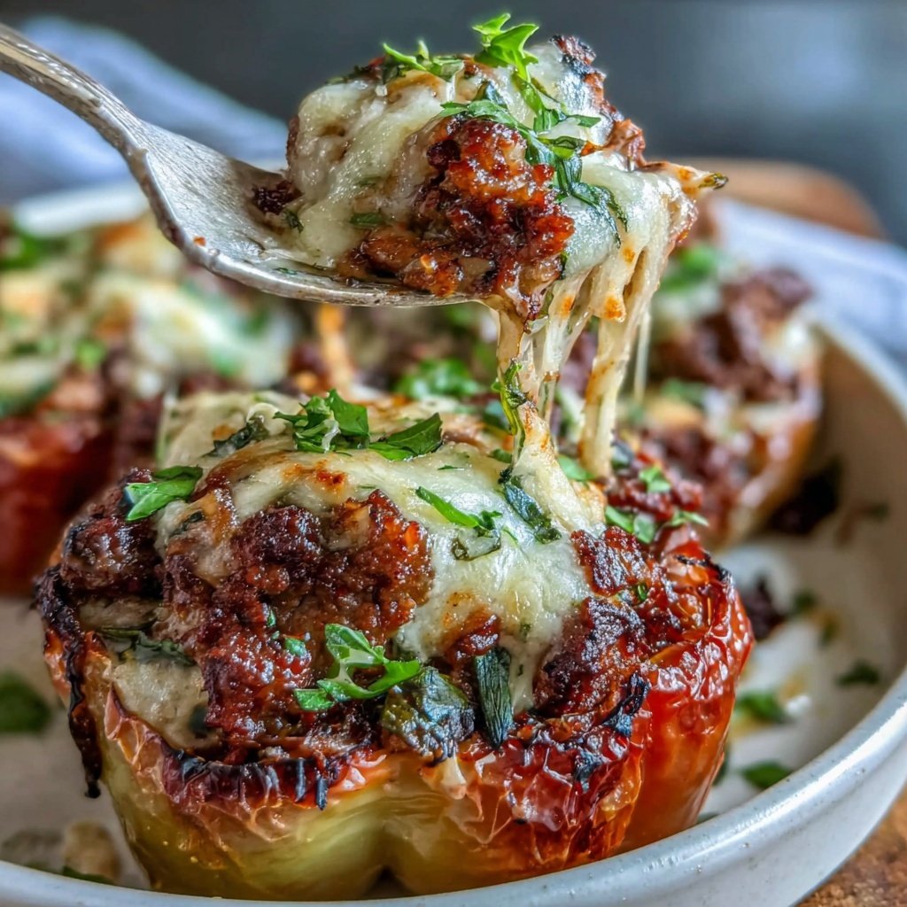 Hamburger Meat And Spinach Stuffed Peppers