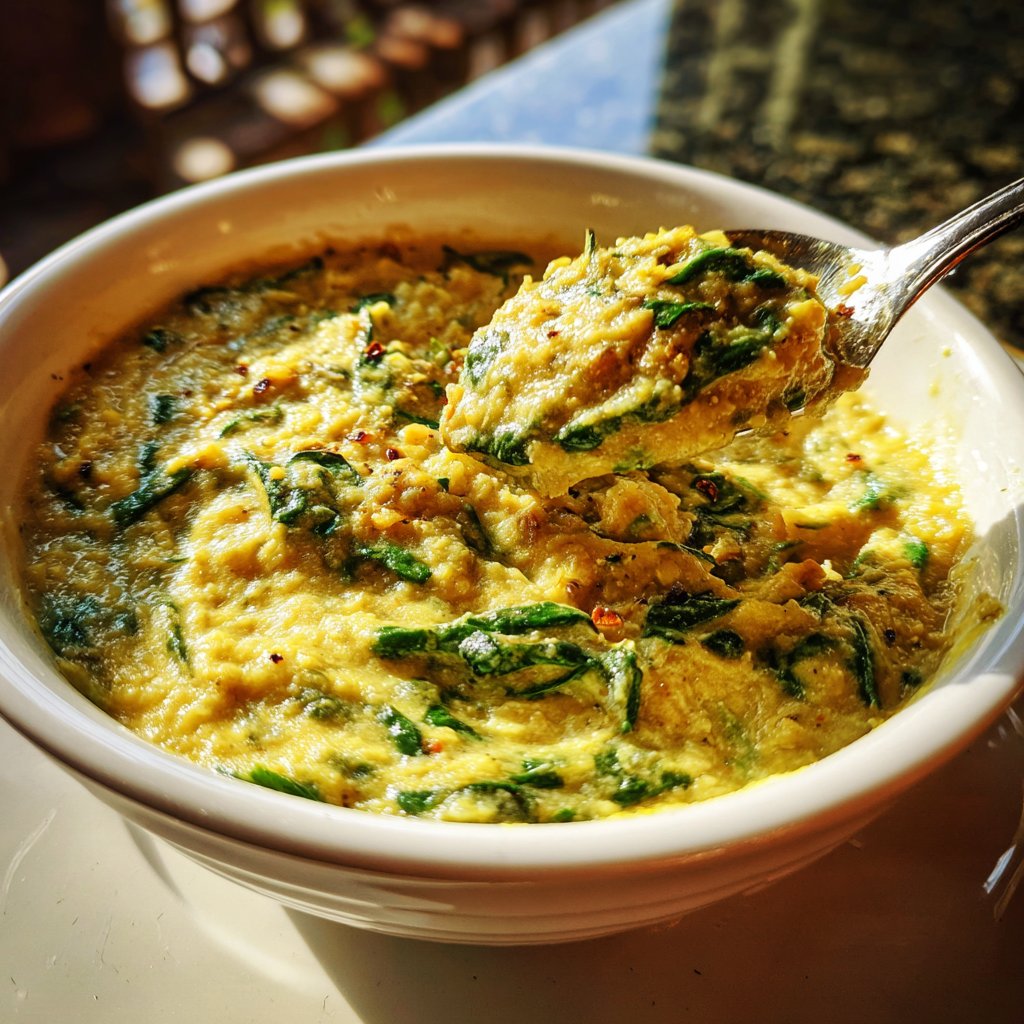 Creamy Lemon Spinach Lentils