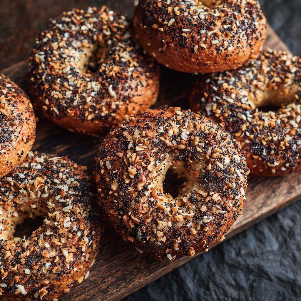 Protein Bagels With Seed Topping