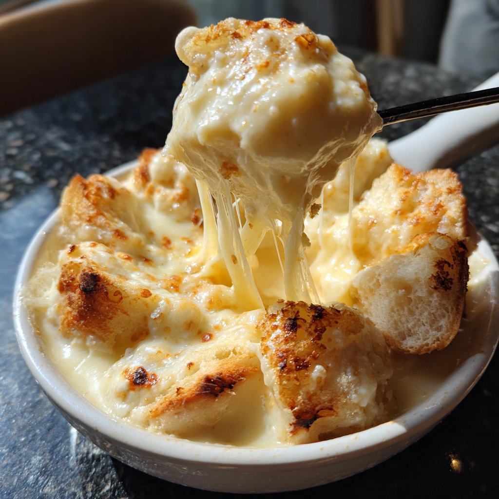 Fondue with Swiss Cheese and Garlic